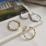 LouLeur 925 Sterling Silver Distortion 25mm Hoop Earrings Twist Jewelry