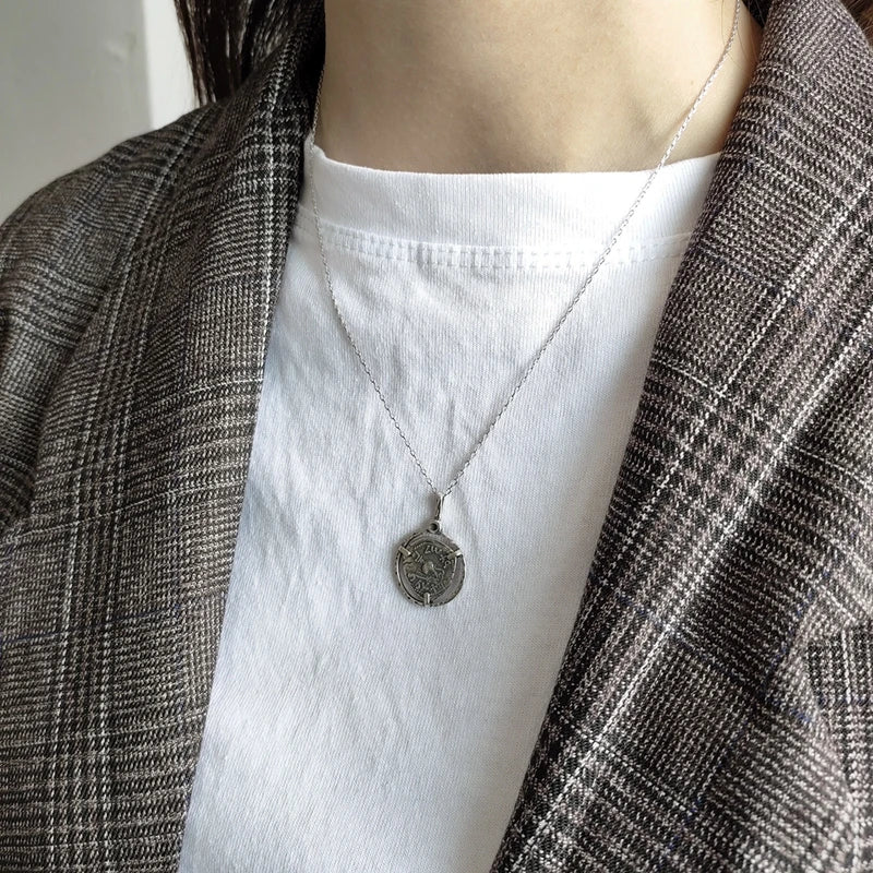 925 Silver Irregular Element Vintage Pendant Necklace for Women
