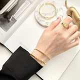 LouLeur 925 Silver Open Bangle Industrial Wind Fine Jewelry