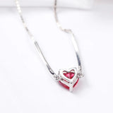 925 Silver Heart Red Zircon Bracelet Adjustable for Women