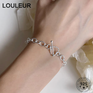 925 Sterling Silver Heart Bracelet For Women, Fine Jewelry Gift