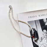 925 Silver Heart Pendant Necklace With Pearl Chain