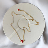 LouLeur 925 Sterling Silver Double Red Heart Pendant Necklace