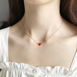 LouLeur 925 Sterling Silver Double Red Heart Pendant Necklace
