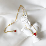 LouLeur 925 Sterling Silver Double Red Heart Pendant Necklace