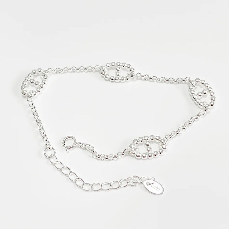 LouLeur 925 Sterling Silver Pig Nose Bracelets For Girl Women