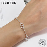 LouLeur 925 Sterling Silver Pig Nose Bracelets For Girl Women