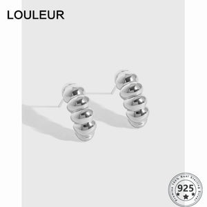 LouLeur 925 Silver Earrings 18K Croissant Studs Women Jewelry