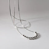 LouLeur Double Layer 925 Sterling Silver Round Bead Necklace Choker