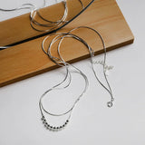 LouLeur Double Layer 925 Sterling Silver Round Bead Necklace Choker