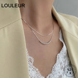 LouLeur Double Layer 925 Sterling Silver Round Bead Necklace Choker