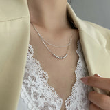 LouLeur Double Layer 925 Sterling Silver Round Bead Necklace Choker