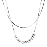 LouLeur Double Layer 925 Sterling Silver Round Bead Necklace Choker
