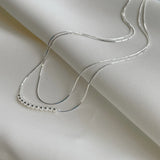 LouLeur Double Layer 925 Sterling Silver Round Bead Necklace Choker