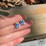 925 Silver Sterling Square Zircon Stud Earrings For Women