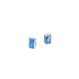 925 Silver Sterling Square Zircon Stud Earrings For Women