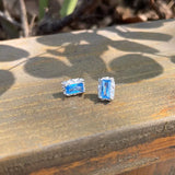 925 Silver Sterling Square Zircon Stud Earrings For Women