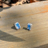 925 Silver Sterling Square Zircon Stud Earrings For Women