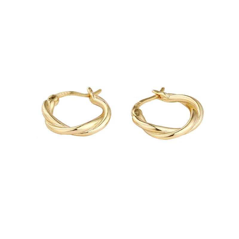 LouLeur French 925 Sterling Silver Earrings 18K Twist For Women