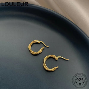 LouLeur French 925 Sterling Silver Earrings 18K Twist For Women