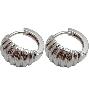 LouLeur French 925 Sterling Silver Hoop Earrings Golden Croissants For Women