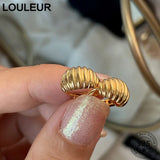 LouLeur French 925 Sterling Silver Hoop Earrings Golden Croissants For Women