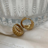 LouLeur French 925 Sterling Silver Hoop Earrings Golden Croissants For Women