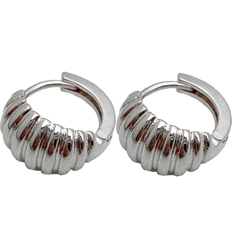 LouLeur French 925 Sterling Silver Hoop Earrings Golden Croissants For Women