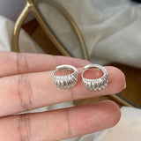LouLeur French 925 Sterling Silver Hoop Earrings Golden Croissants For Women