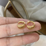 LouLeur French 925 Sterling Silver Hoop Earrings Golden Croissants For Women