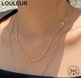 925 Silver Cross Chain Choker Necklace for Women