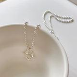 Irregular 925 Silver Necklace Bead Chain Alien OT Women Girls Fine Jewelry