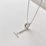 Irregular 925 Silver Necklace Bead Chain Alien OT Women Girls Fine Jewelry