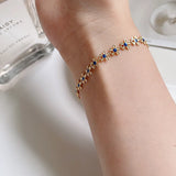LouLeur 925 Sterling Silver Bracelets with Flower Drip Glaze for Women