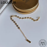 LouLeur 925 Sterling Silver Bracelets with Flower Drip Glaze for Women