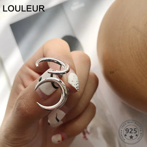 Real 925 Silver Moon Stud Earrings Minimalist Party Wedding Jewelry