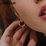 Vintage 925 Silver Twist Hoop Earrings Texture Female