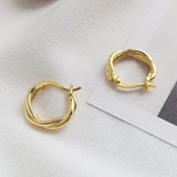 Vintage 925 Silver Twist Hoop Earrings Texture Female