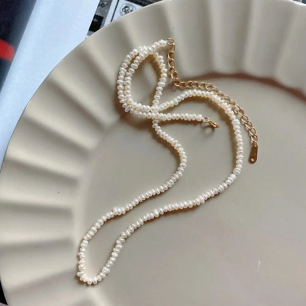 925 Silver Vintage Freshwater Pearl Necklace High Heart/Shell Necklace for Women