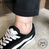 Louleur 925 Silver Anklets Cross Pendant Summer Jewelry