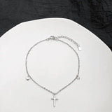 Louleur 925 Silver Anklets Cross Pendant Summer Jewelry