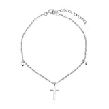 Louleur 925 Silver Anklets Cross Pendant Summer Jewelry