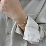 925 Silver Chain Bracelet Frosty Style Adjustable for Women