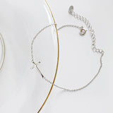 925 Sterling Silver Cross Chain Anklet for Women