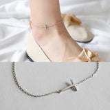 925 Sterling Silver Cross Chain Anklet for Women