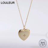 925 Sterling Silver Heart Necklace Zircon Pendant Women Jewelry