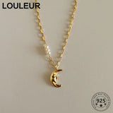 925 Silver Baroque Pearl Moon Pendant Necklace