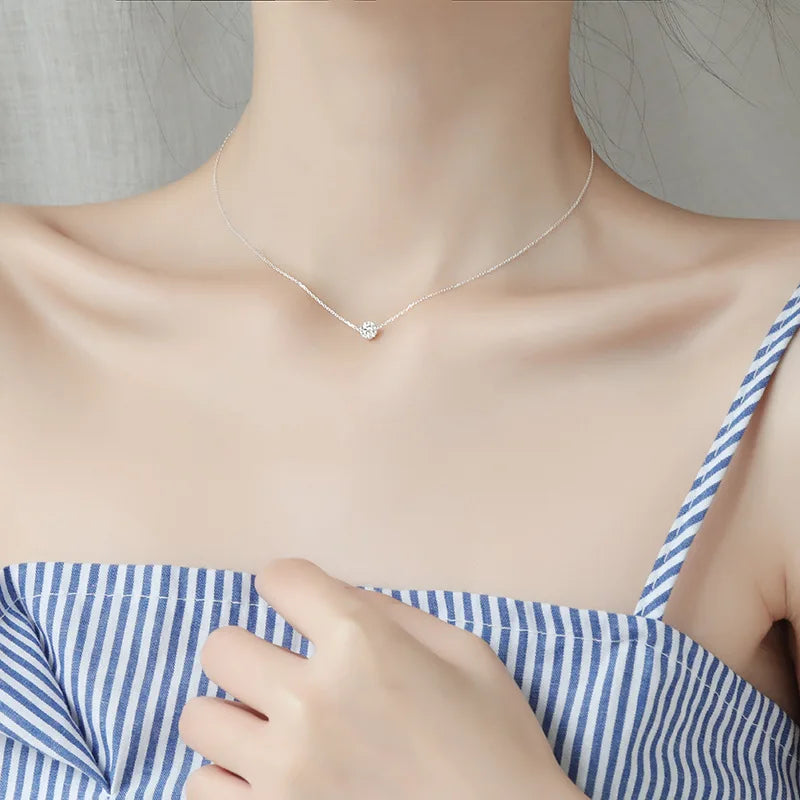 925 Silver Necklace Beads Pendant Choker for Women