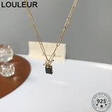 Square Zircon Pendant Necklace Silver 925 Jewelry