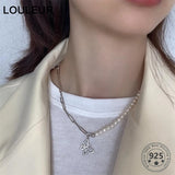 925 Silver Pearl Butterfly Necklace for Women